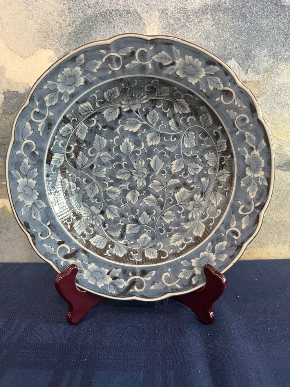 Blue Floral Ceramic Decorative Plate